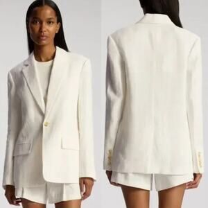 NWT A.L.C. Arlo Jacket Blazer Womens Size 14 Cream Relaxed Linen Minimalist Corp